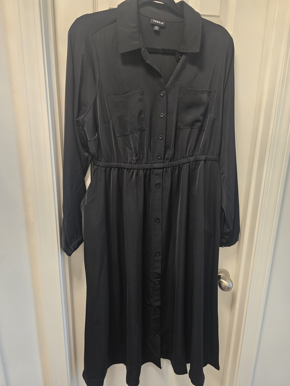 torrid Black Long-Sleeve Button-Front Shirt Dress